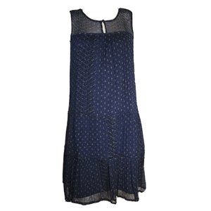 LUCKY BRAND Blue Sleeveless Lined Chiffon Dress Womens Size S Small